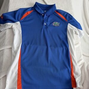 Florida Gators Men's Polo Shirt Large Blue Polyester with Embroidered Logo